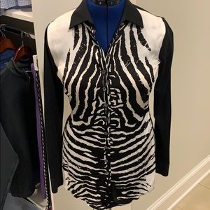 Knit and silk button down